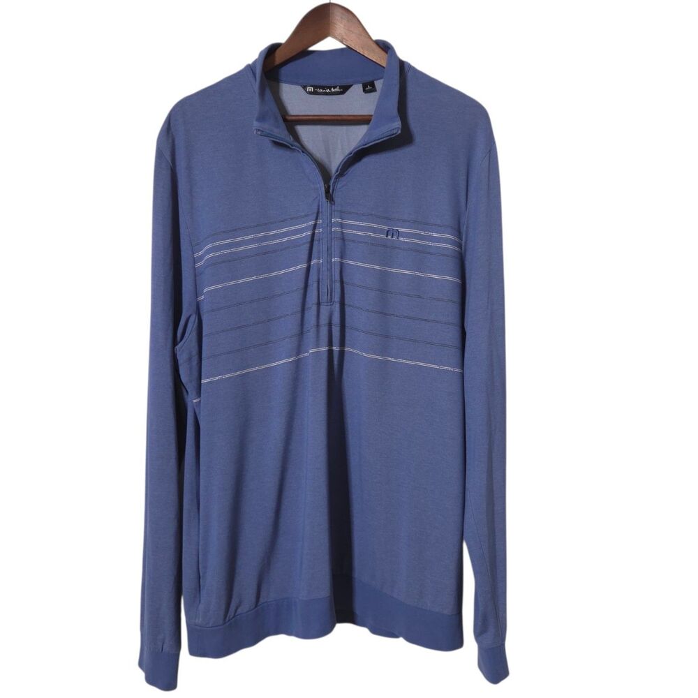 TRAVIS MATHEW Pullover Jacket Size L Mens Performance Blue Bali Hai Golf
